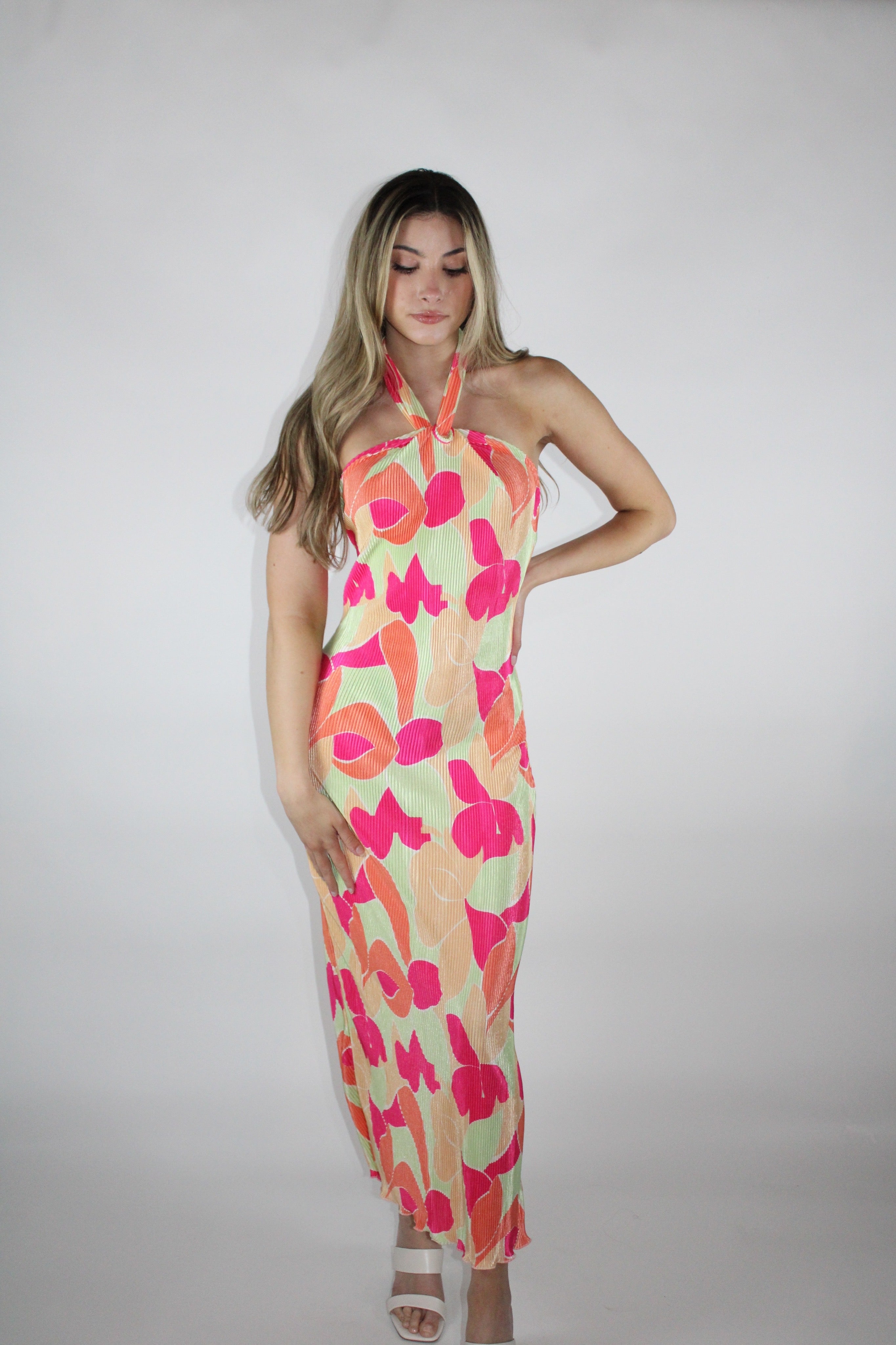 Multi-color halter dress for summer